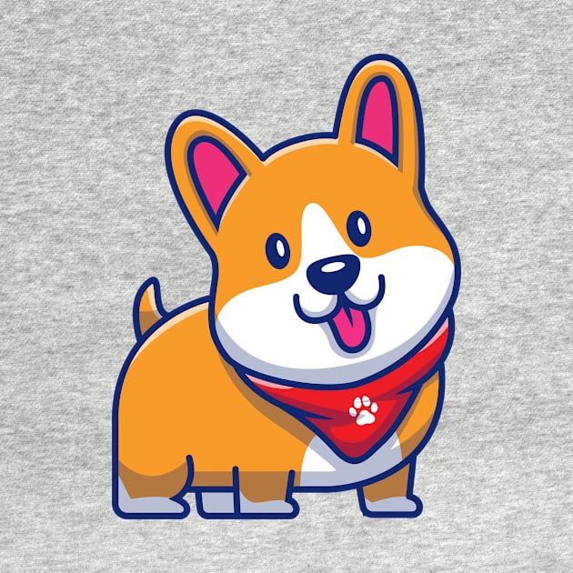 Cute Corgi With Scarf Cartoon by Catalyst Labs